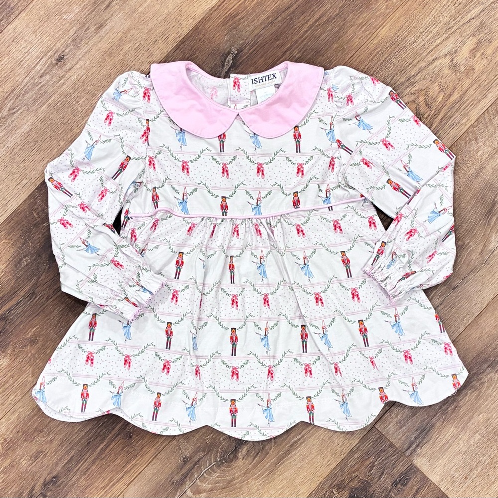 Ishtex Nutcracker Ballet Shirt Top Blouse Christmas Outfit Pink 6X/7 Girl